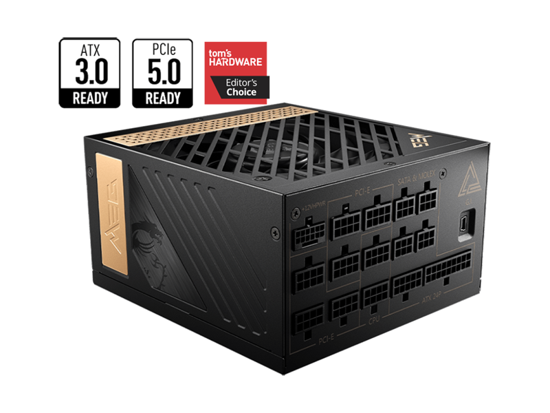 MSI MEG Ai1000P PCIE5 1000W 80+ Platinum ATX Modular Power Supply