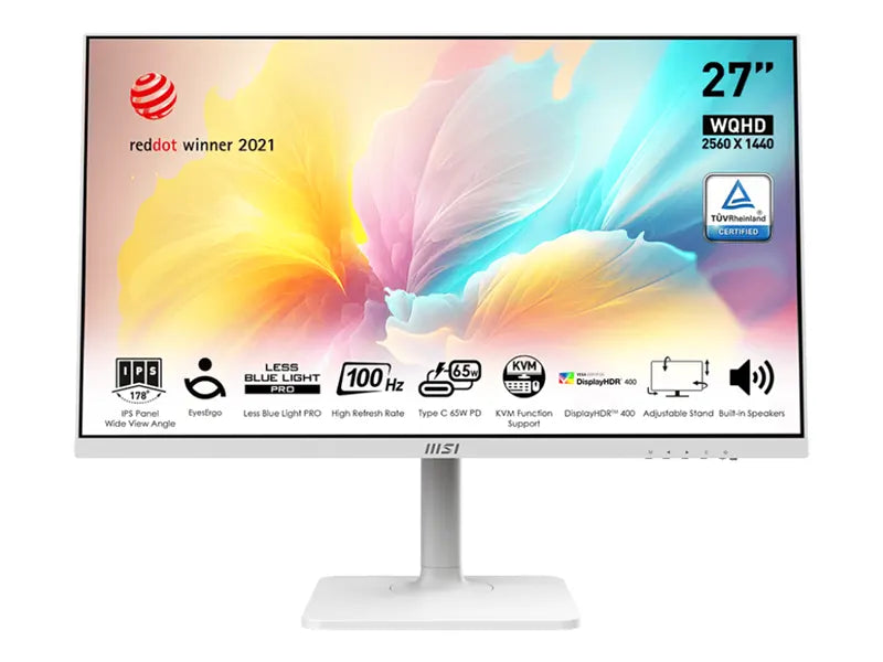 MSI MODERN MD272QXPW 27" WQHD 100Hz 4ms IPS White Monitor w/ Build-In Speaker 2560 x 1440