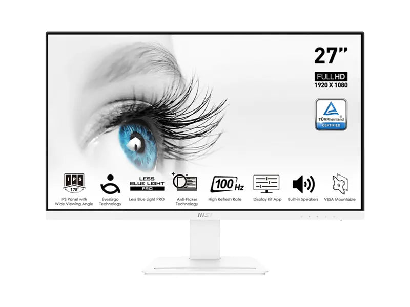 MSI PRO MP273AW 27" FHD 100Hz 4ms IPS Monitor with Built-in Speaker White Color 1920 x 1080