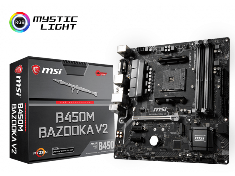 MSI B450M BAZOOKA V2 AM4 AMD B450 SATA 6Gb/s USB 3.1 HDMI Micro ATX AMD Motherboard