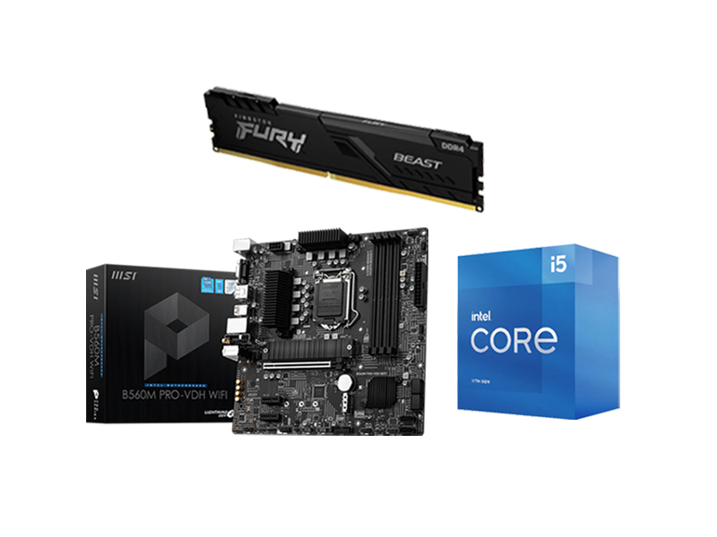 MSI B560M PRO VDH WIFI + INTEL i5 11400 Processor + Kingston 8GB DDR4 3200 Memory Bundle Promotion