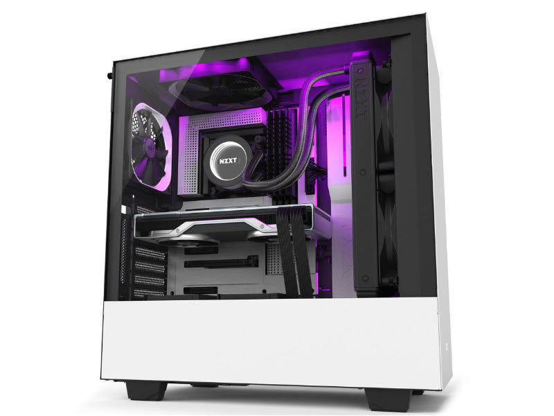 NZXT H510i ATX PC Gaming Case, USB-C Port,Tempered Glass Side Panel,  Integrated RGB Lighting WhiteBlack Color