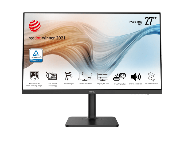 MSI Modern MD271P 27" 1080P 75Hz IPS Monitor with Built-in Speaker, USB Type-C, Height Adjust, VESA Mount Monitor