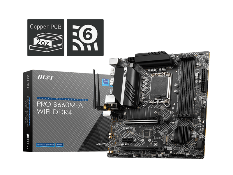 MSI PRO B660M-A WIFI DDR4 LGA1700 Micro ATX Intel Micro-ATX Motherboard