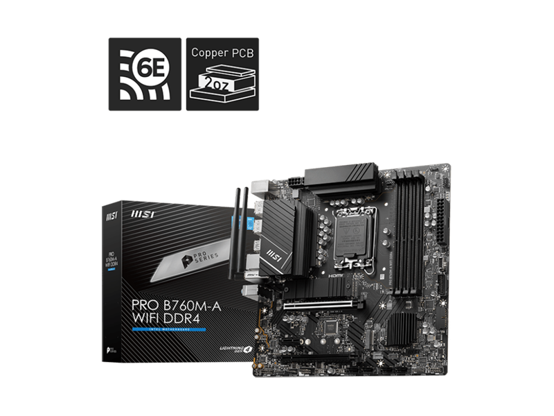 MSI PRO B760M-A WIFI DDR4 Intel Socket 1700 Micro-ATX Gaming Motherboard