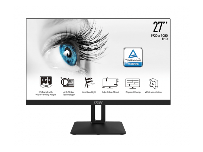 MSI Pro Series MP271P 27" FHD 1080P 75Hz Pivot Swivel, Tilt Height Adjustable IPS Monitor 1920 x 1080