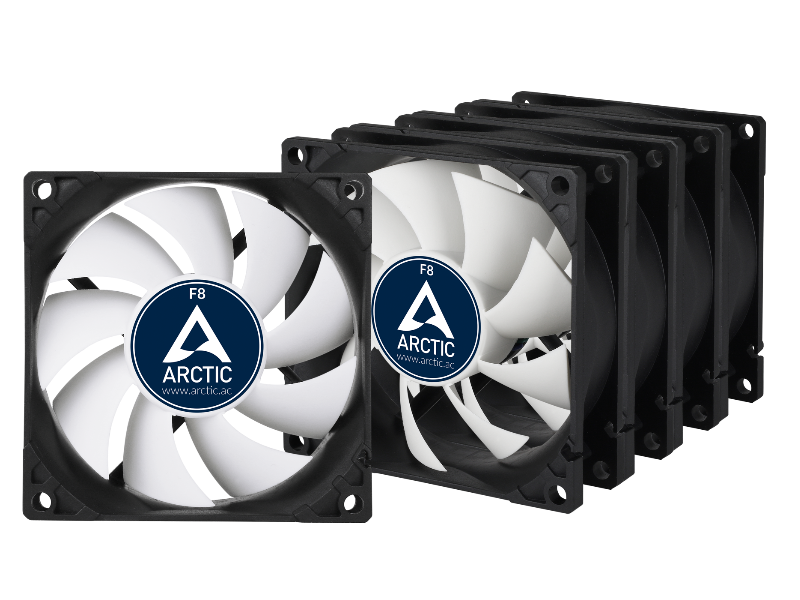 Arctic F8 80mm 3pin Case Fan Black & White Value Pack 5pcs ACFAN00061A