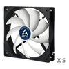 Arctic F12 PWM PST 4Pin 120mm Case Fan Value Pack 5pcs Black & White Color ACFAN00062A