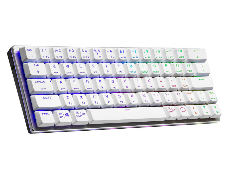 Cooler Master SK622 Silver White Wireless 60% Mechanical Keyboard with Low Profile Red Switches SK-622-SKTR1-US