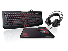 Tt eSPORTS Knucker 4-in-1 3 Color Membrane Keyboard & 2400 DPI Avago 5050 Optical Gaming Mouse & Headset & Mouse Pad Combo Kit KB-GCK-PLBLUS-01