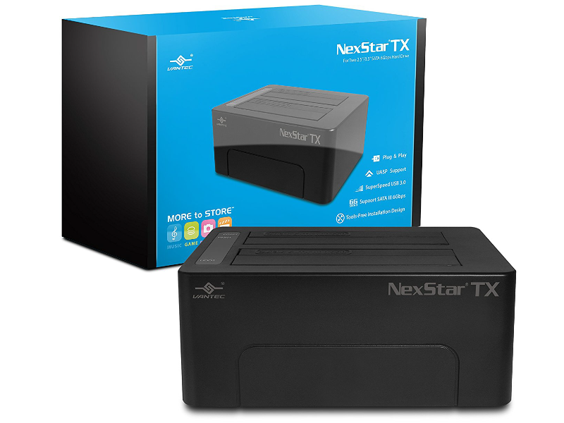 Vantec NexStar TX Dual Bay 2.5"/3.5" SATA 6Gb/s to USB 3.0 SSD/HDD Dock (NST-D428S3-BK)